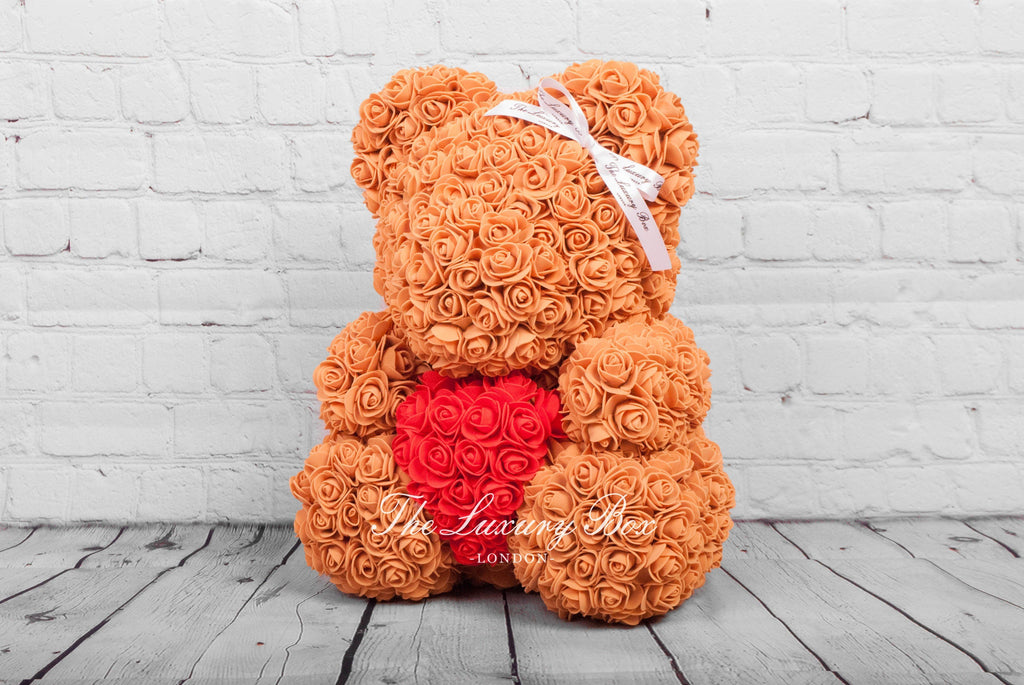 Spectra Yellow Rose Bear with Heart | The Luxury Box USA